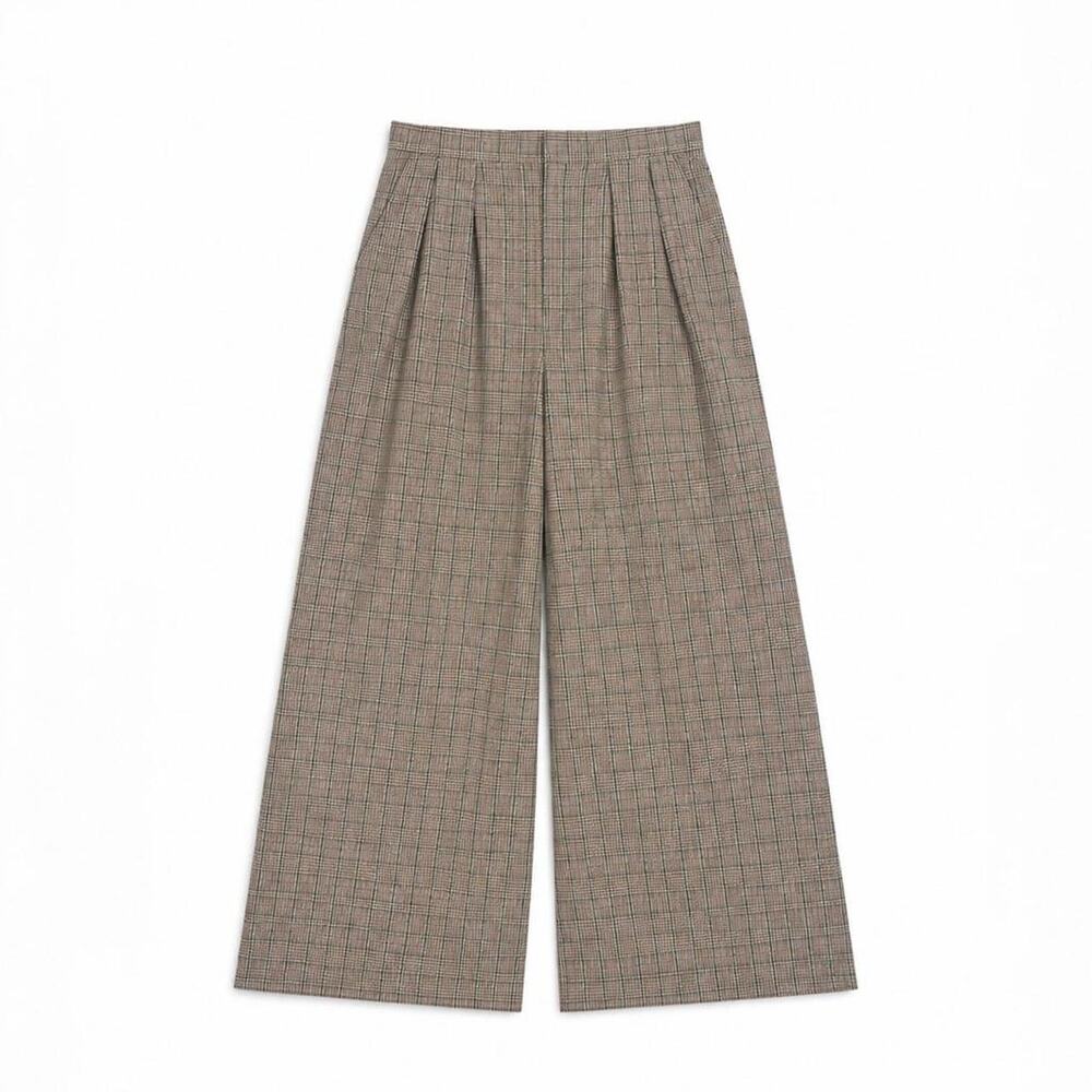 Corey Lynn Calter High Rise Plaid Wide Leg Trousers S - Picture 3 of 5